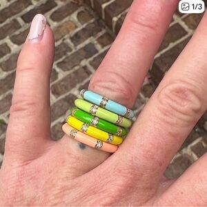 Larda Vibrant Multicolor Enamel Rings Set